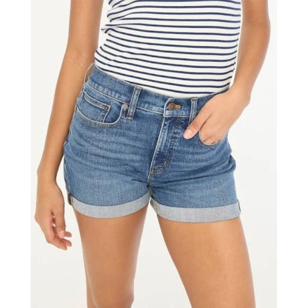 J.Crew Denim High Rise Cuffed Jean Shorts‎ Women's Size 33 Dark Wash Casual NWT